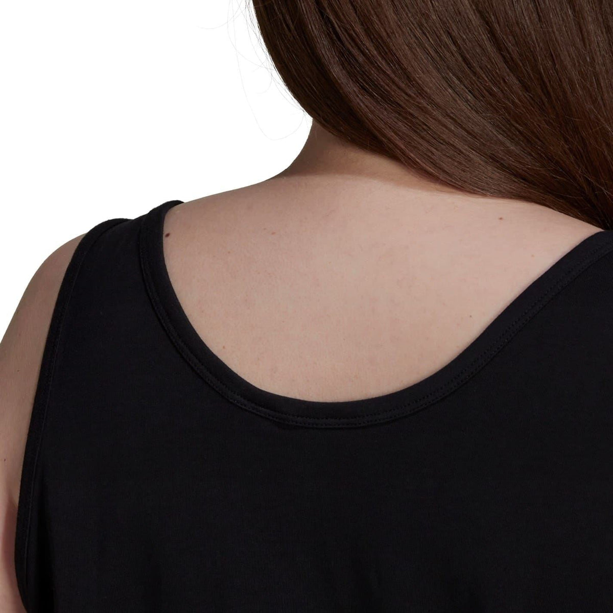 Black adidas Originals tank top back close-up with wide scoop back straps
