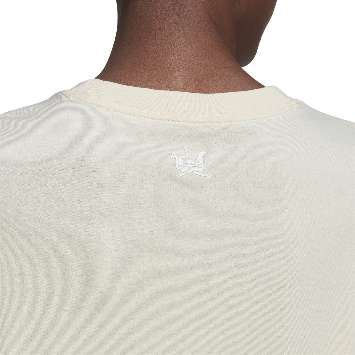 adidas Originals women's X Thebe Magugu regular T-shirt, casual tops in white with graphic design on front, soft cotton fabric.