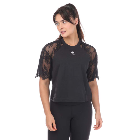 adidas Originals Adicolor Classics lace T-shirt, casual tops with embroidered logo and soft cotton fabric, in vibrant color.