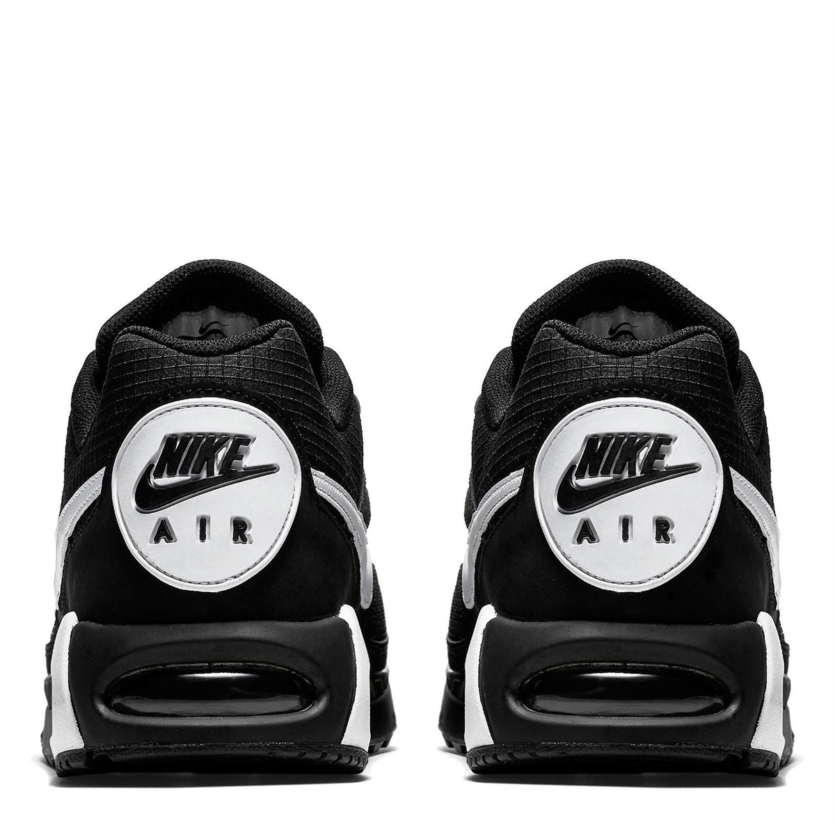 Black trainers with NIKE AIR heel badge, white trim, and air unit detail