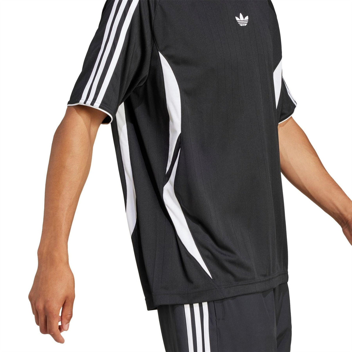 Black adidas Originals Teamgeist tee with white side stripe panel and trefoil logo
