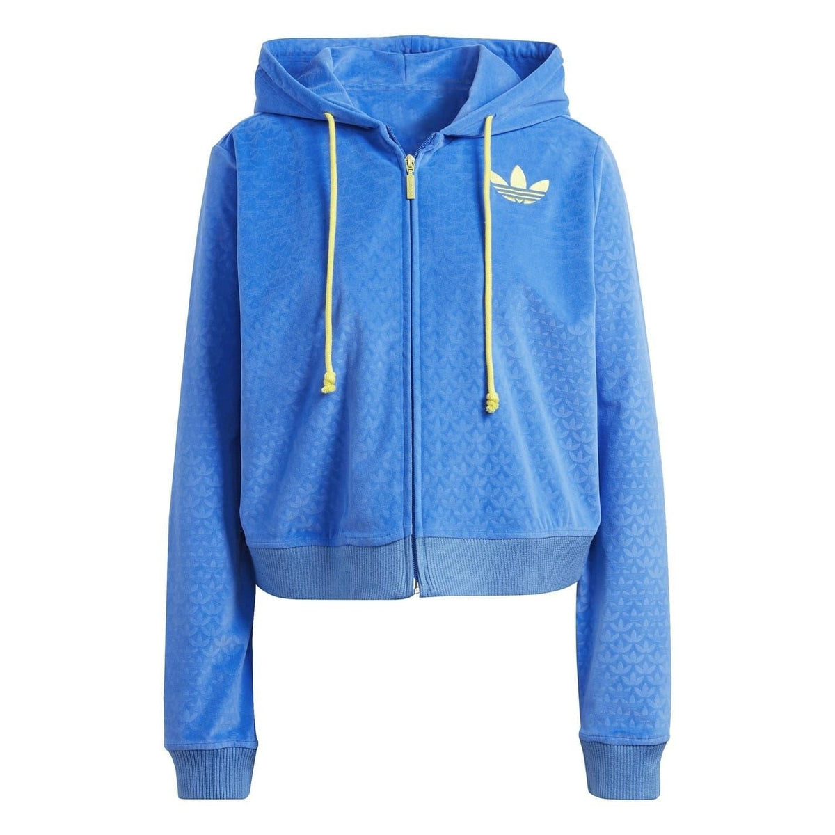 adidas Originals Adicolour 70s Velour Zip Hoodie in vibrant colors, featuring a front zipper and classic 70s-inspired design.