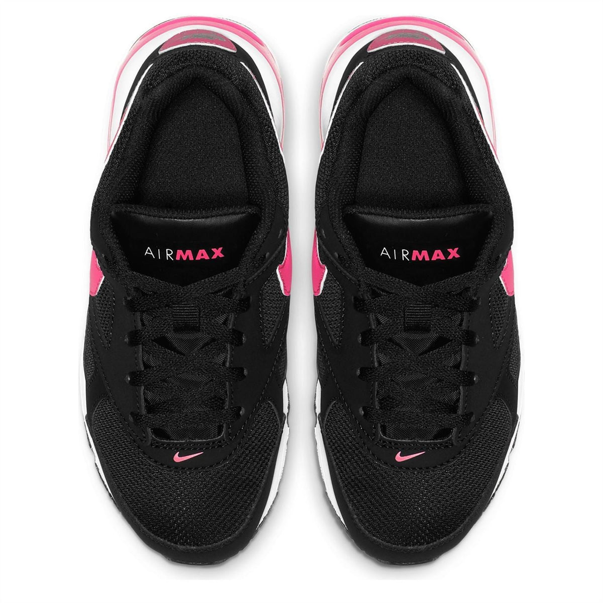 Nike Air Max Ivo girls' black trainers with pink-trimmed collars and AIR MAX heels
