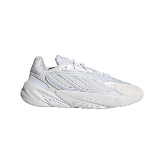White lace-up Ozelia trainers with sculpted shell toe and chunky rubber sole