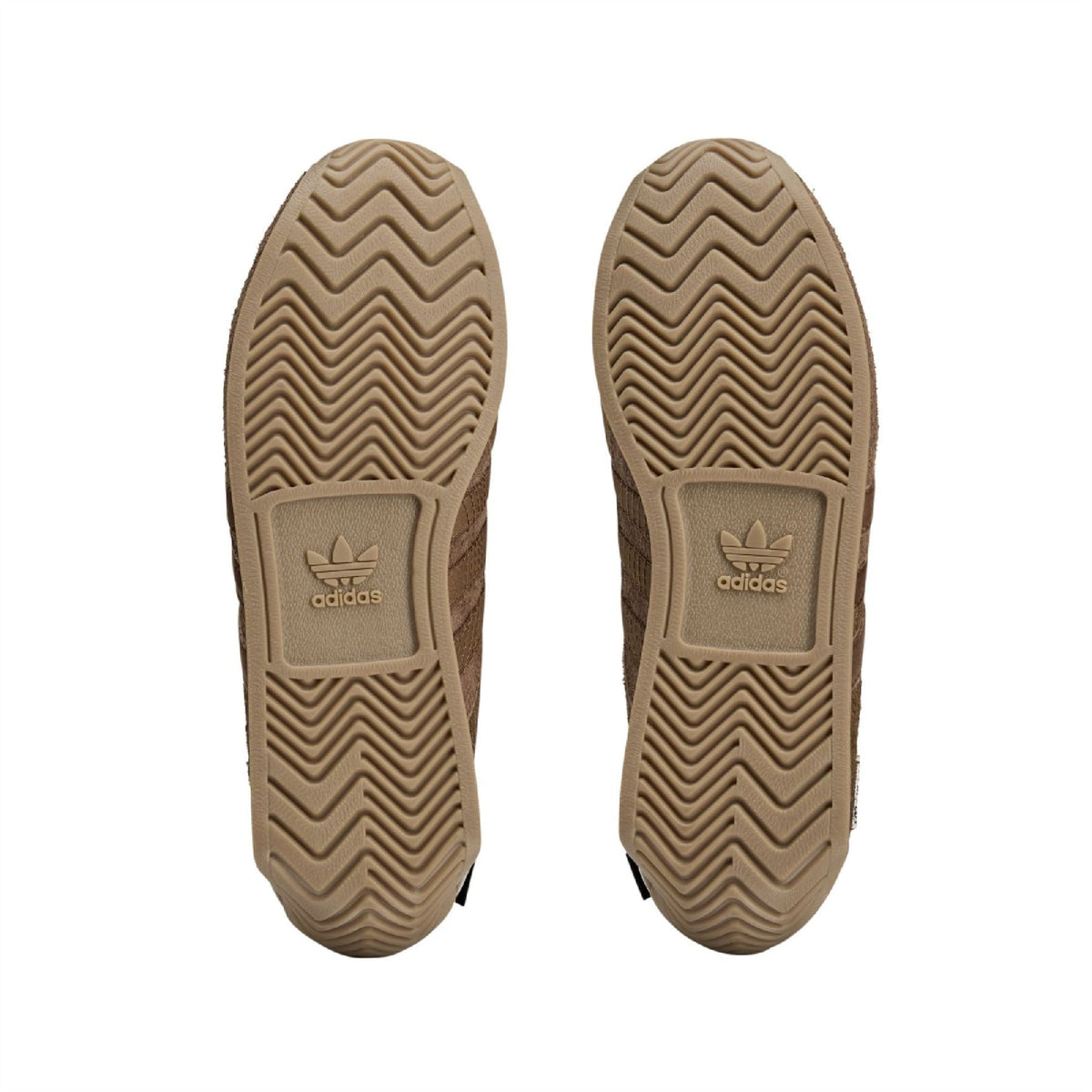 adidas Originals bronze sneaker outsoles, textured zigzag tread with logo patch