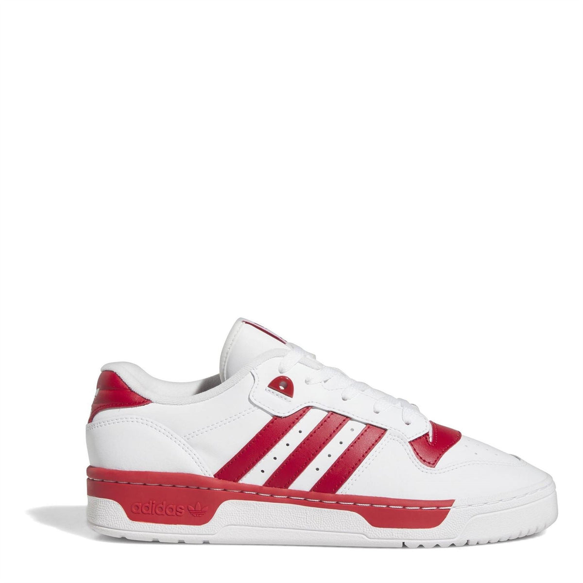 adidas Originals Rivalry low-top trainers in white with red stripes and side panel detail