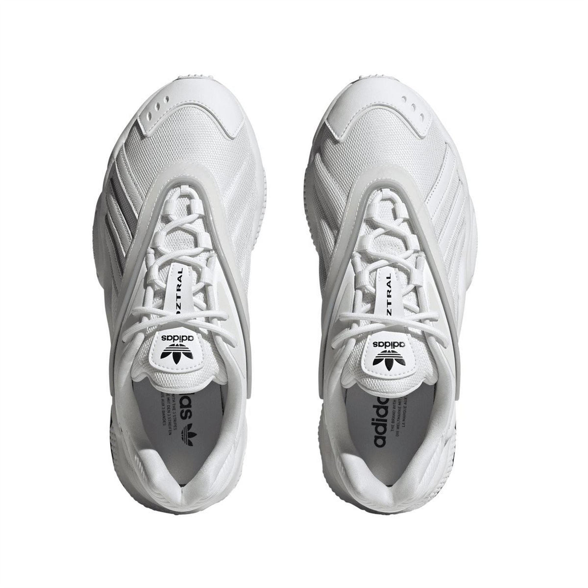 White adidas Originals trainers, rear and tongue detail with Adidas logo