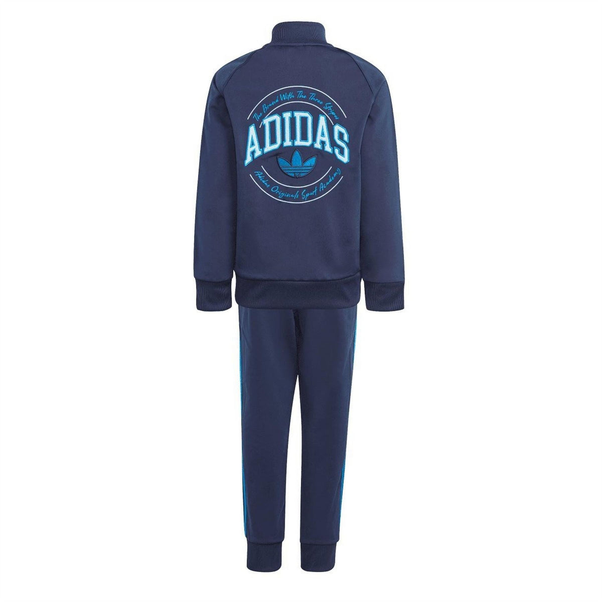 Indigo adidas tracksuit set with zip jacket and tapered joggers