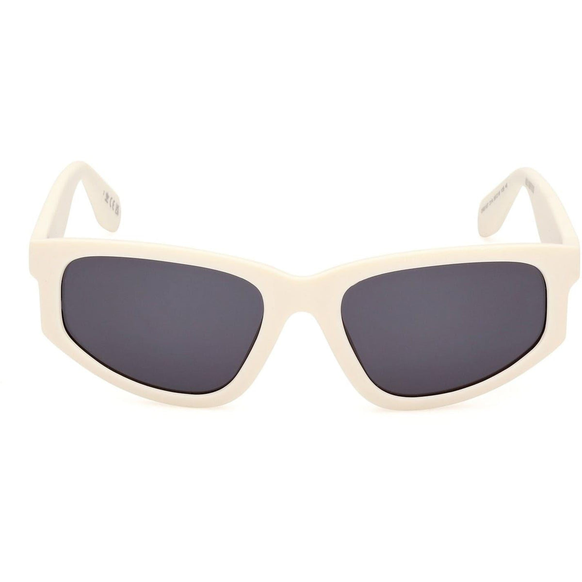 Front white full-rim sunglasses with dark lenses and adidas branding on temples