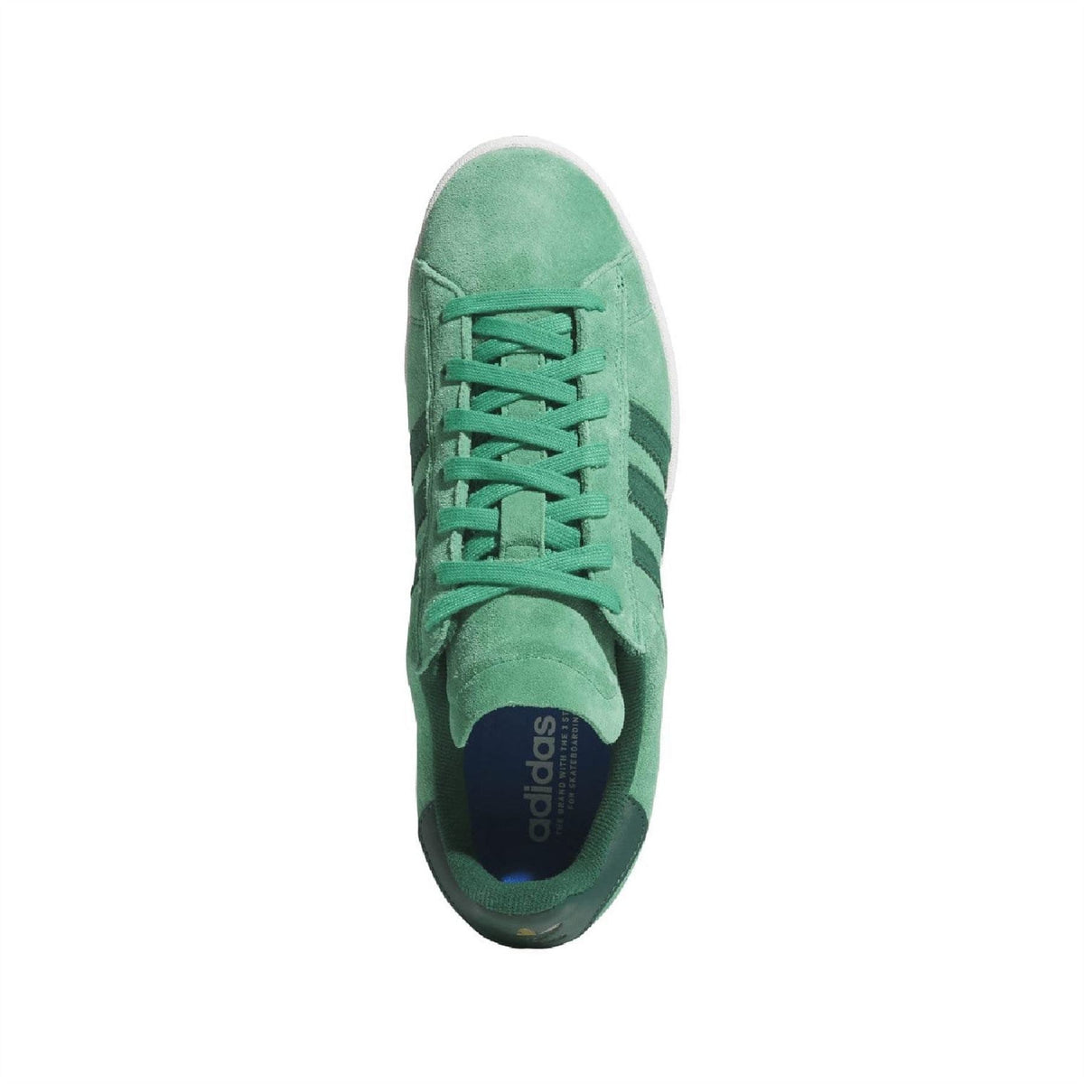 Green adidas Originals low-top trainer with lace-up front and suede textured upper