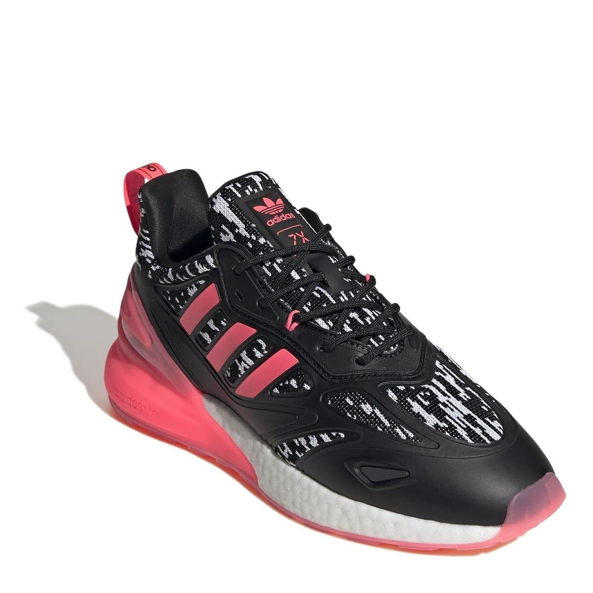 adidas ZX 2K Boost 2 low-top sneakers, black and pink with lace-up front