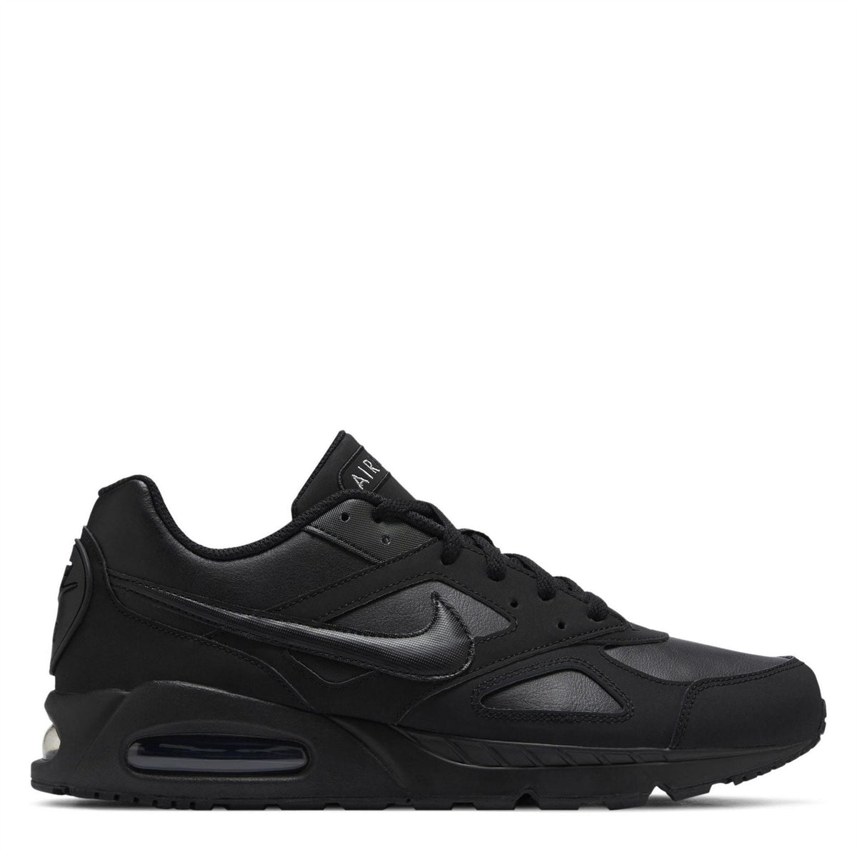 Black lace-up trainers with swoosh and Air Max window in the midsole