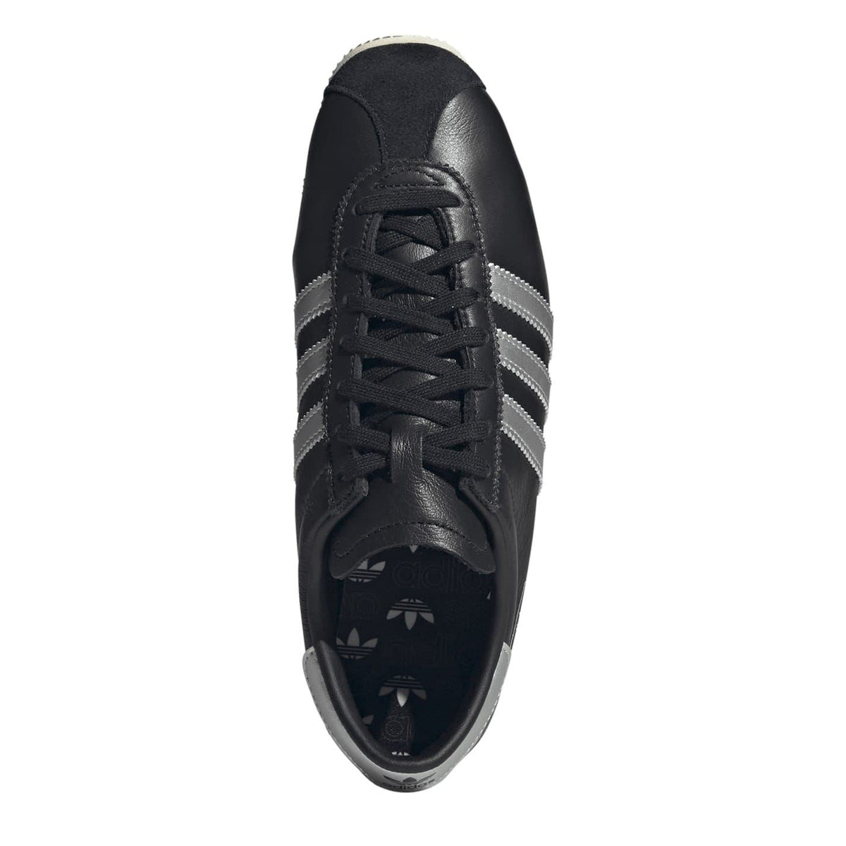adidas Originals low-top lace-up sneakers, all-black upper with black laces and logo