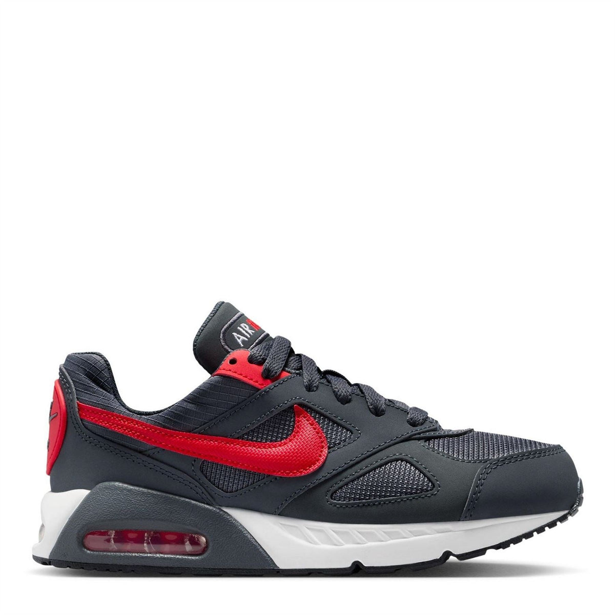 Kids Nike Air Max Ivo sneakers, dark gray/black with red swoosh and visible air unit