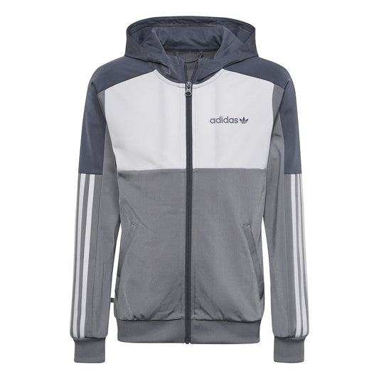 adidas Originals zip hooded sweatshirt featuring a front zipper, soft fabric, and a casual fit, perfect for streetwear style