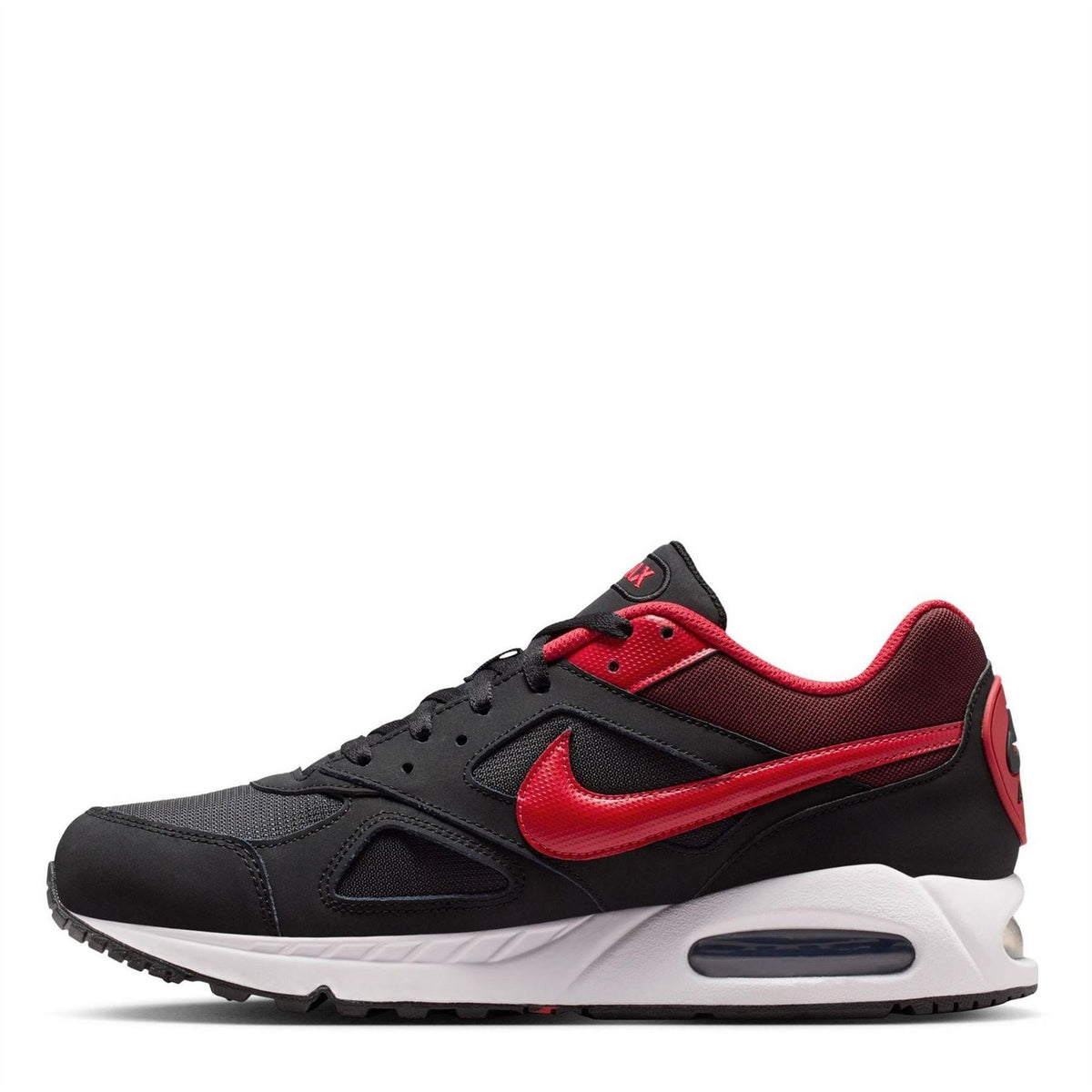 Air Max Ivo trainers in black with red swoosh and mesh panels, white air sole