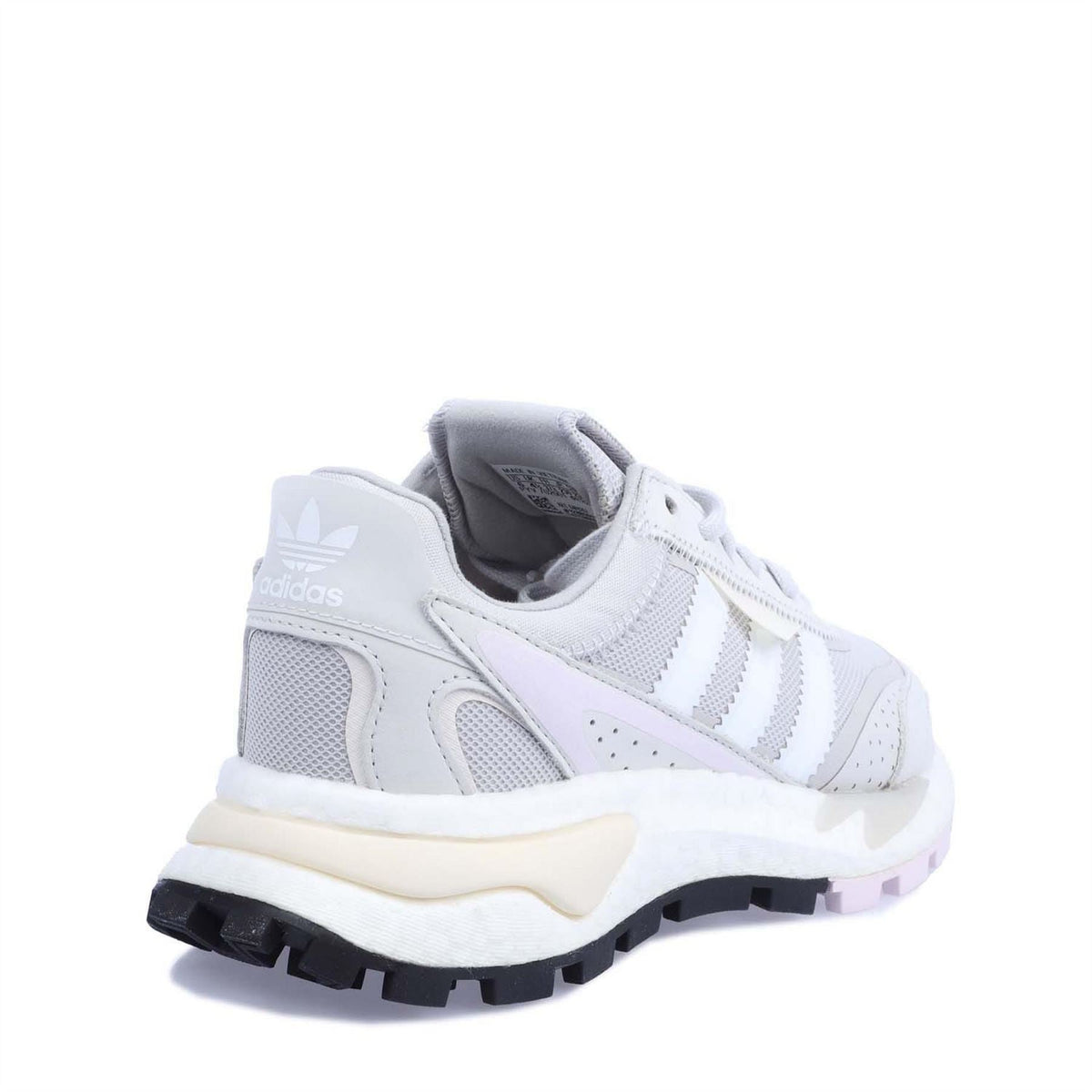 adidas Originals P9 trainers rear view in light grey with heel panel and comfort collar