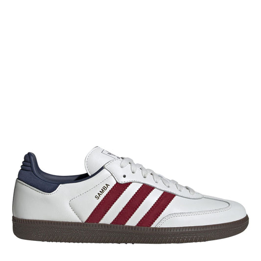 adidas Samba OG sneaker in white with red stripes and navy heel