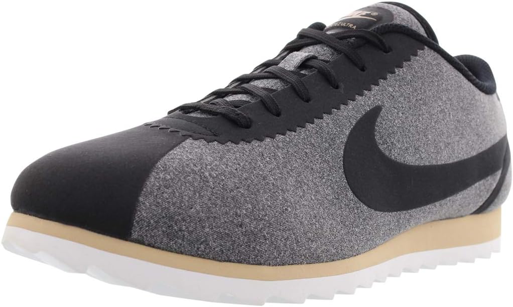 Nike Cortez Ultra SE sneaker with black laces, gray upper and tan midsole