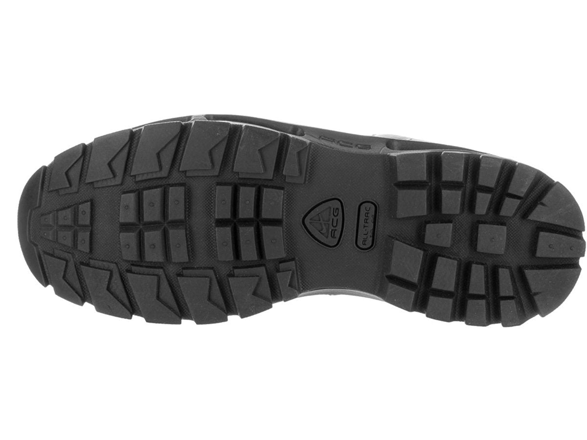 Men's Nike high-top sneaker outsole, black rugged tread with flex grooves