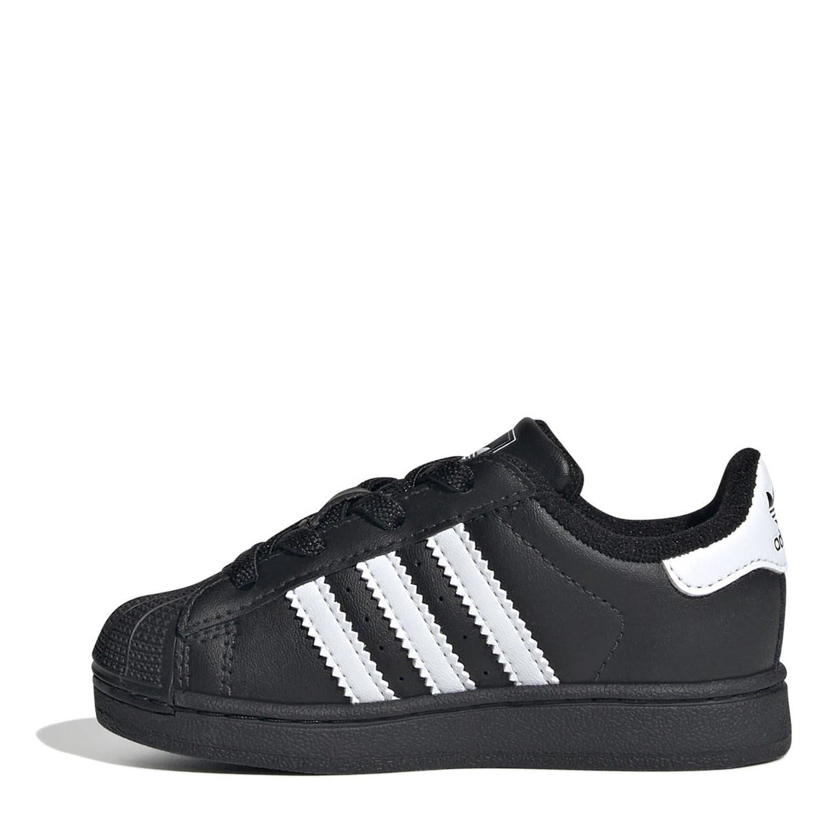 Kids adidas Superstar II sneakers, black upper with white three-stripe design