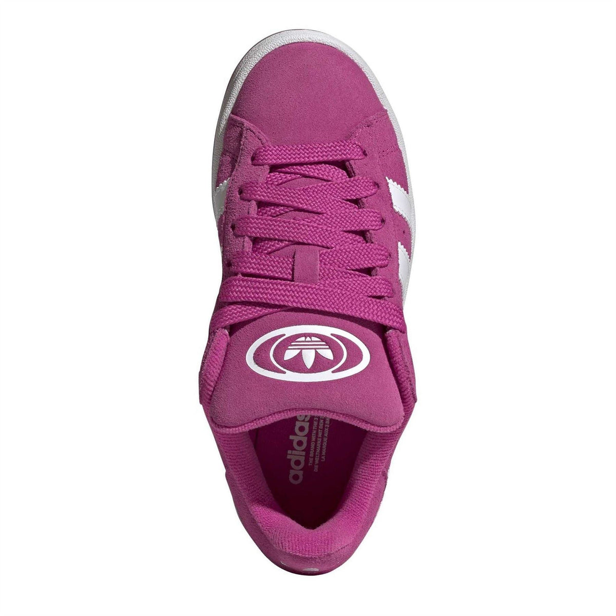 Purple lace-up sneakers with adidas logo on tongue and cushioned inner lining