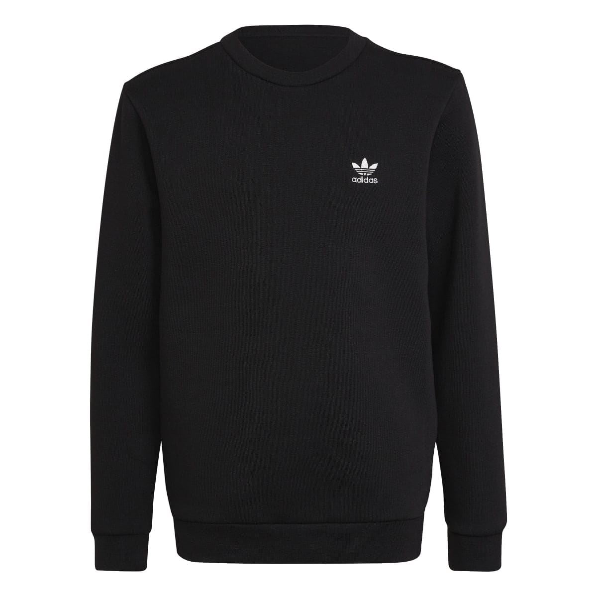 Black juniors crewneck sweatshirt with adidas Originals logo on chest