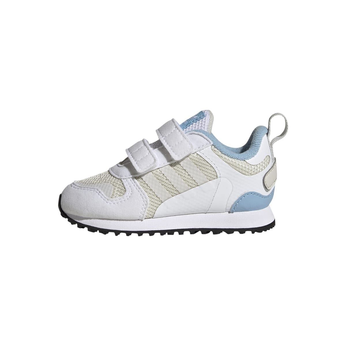 adidas infant ZX 700 HD trainers in white with light blue accents, strap closure