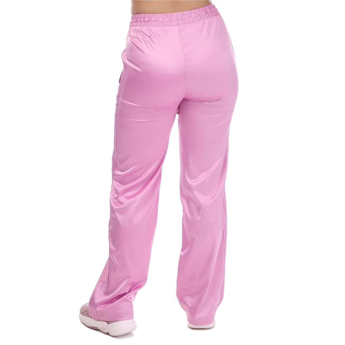 Pink wide-leg jogger pants with elastic waistband and draped legs