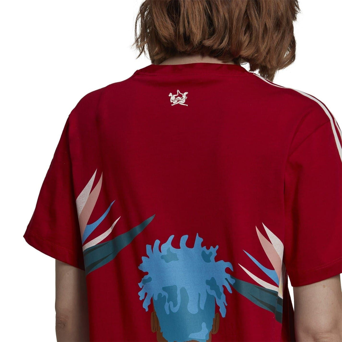 adidas Originals women's X Thebe Magugu T-shirt, casual top with graphic design, featuring a relaxed fit and stylish branding.