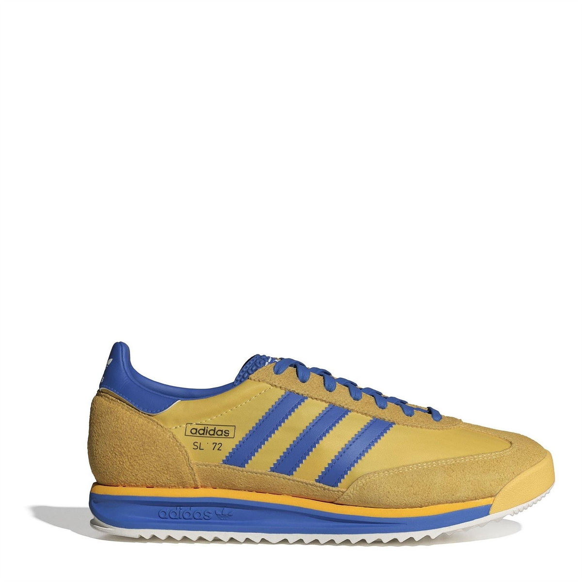 adidas Originals low top sneakers, gold suede with blue Three Stripes and lace-up