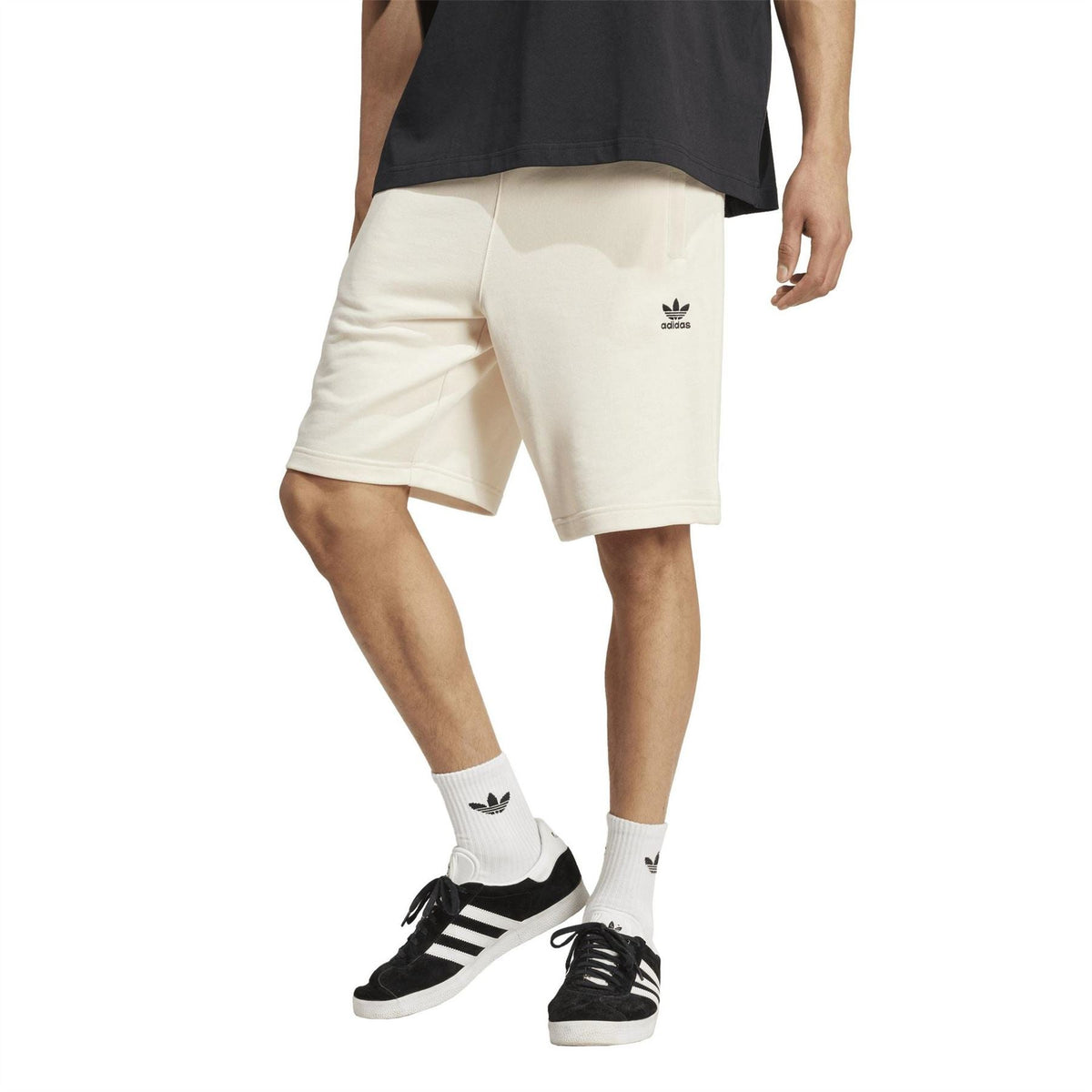 Wonder White Essentials shorts with adidas logo, elastic waist and straight hem