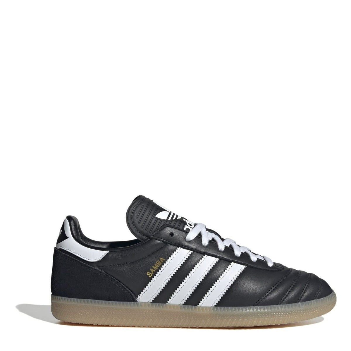 adidas Originals Samba JP sneakers in black with white stripes and gum sole