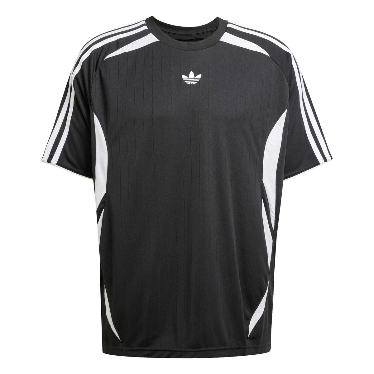 Black adidas Originals Teamgeist tee with white shoulder stripes and trefoil logo