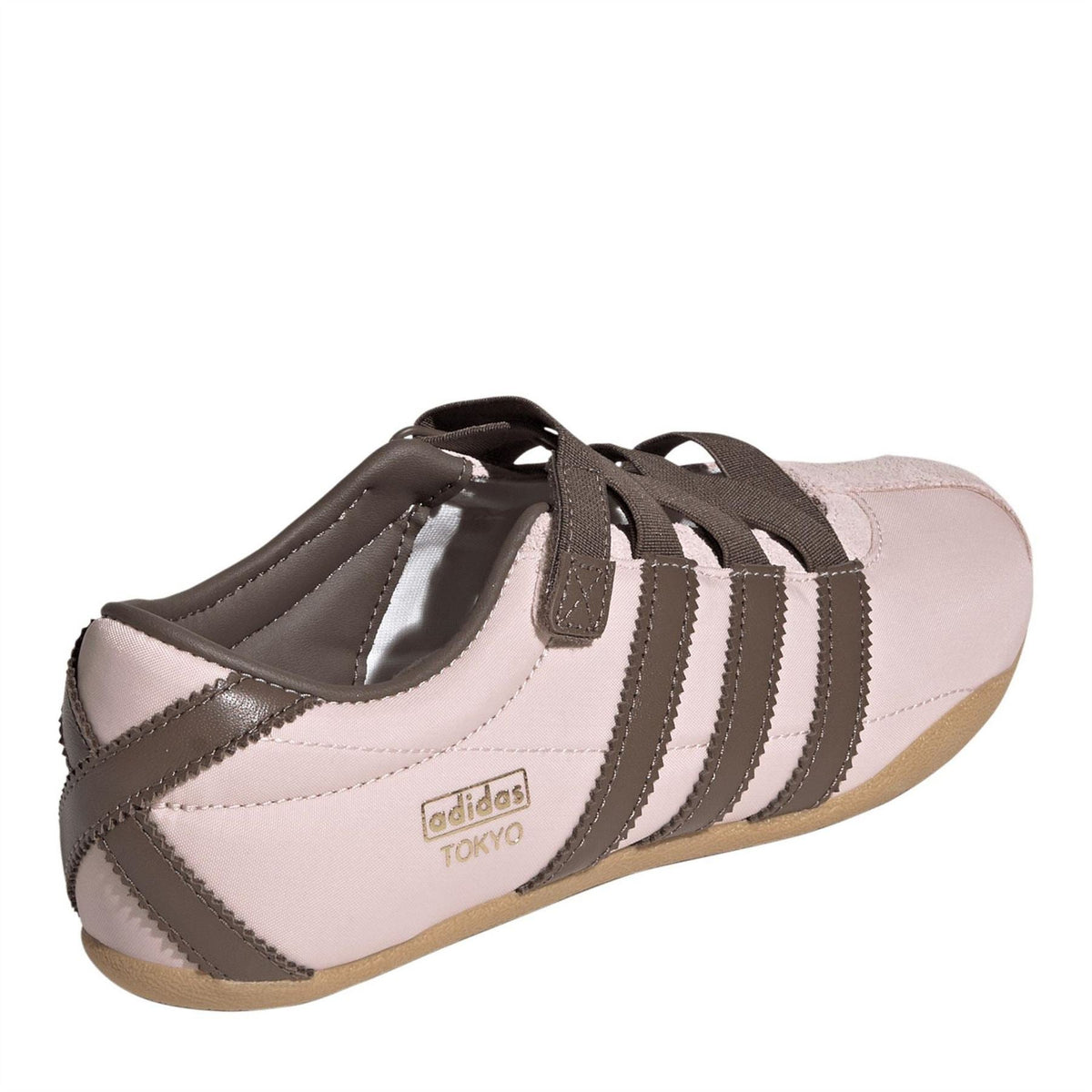 Women's adidas Tokyo sneakers, pale pink and dark brown colorblock with hook-and-loop straps