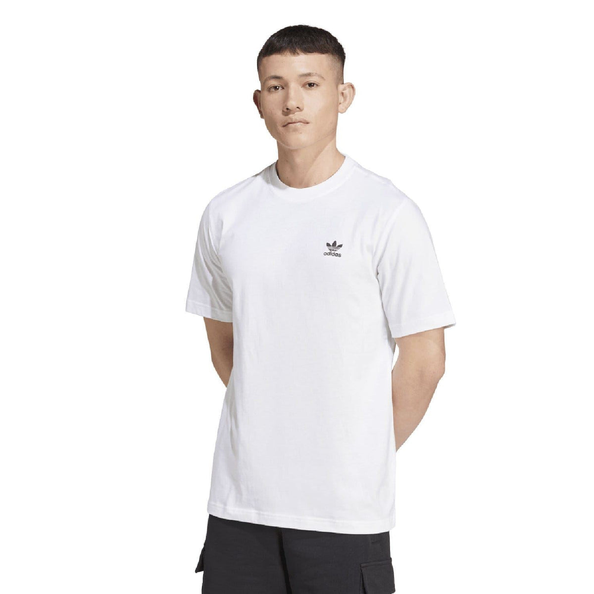 White adidas Originals crew-neck T-shirt with small trefoil logo on chest