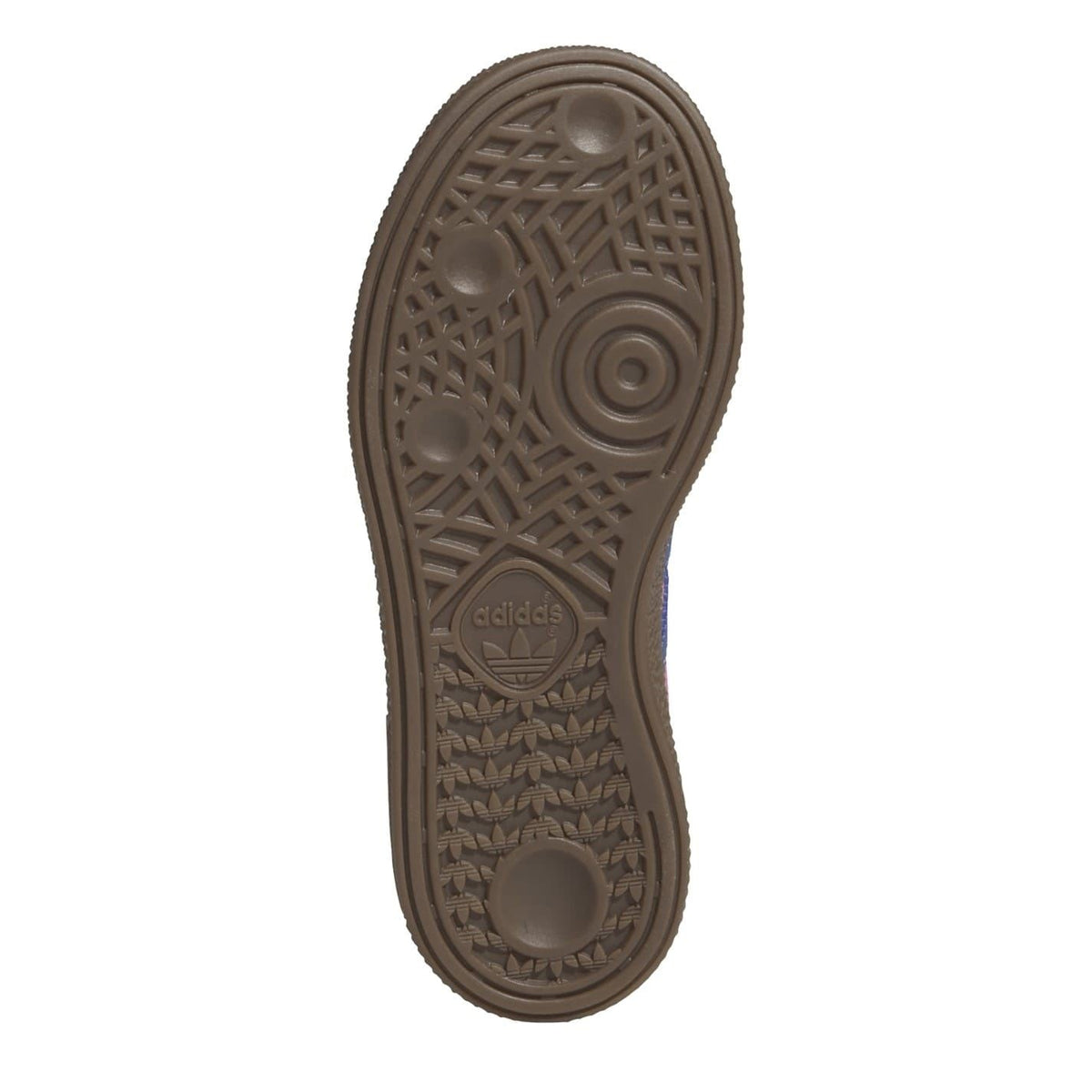 Kids' adidas Handball Spezial shoe outsole, brown rubber tread with embossed adidas mark