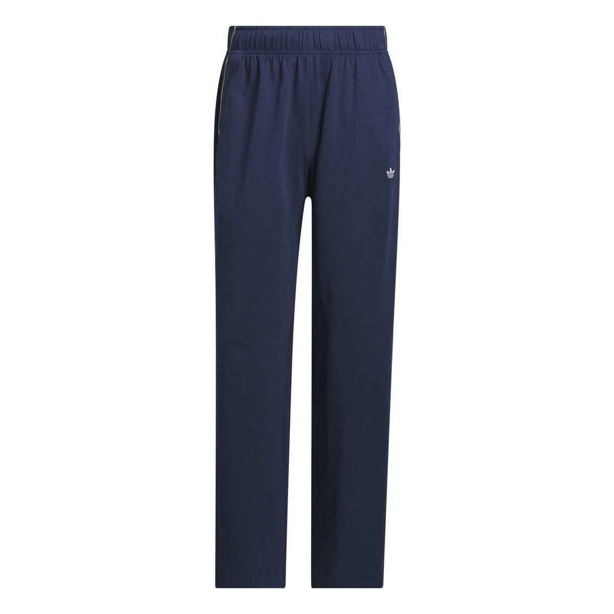 adidas Originals men’s woven joggers in dark blue, elastic waist, open hem