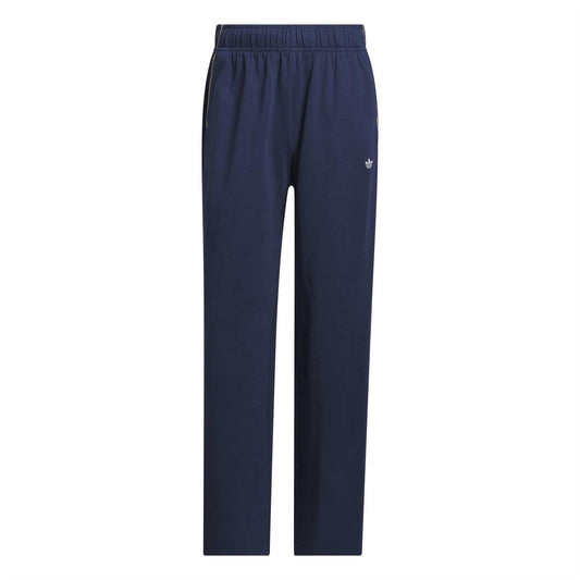 adidas Originals men’s woven joggers in dark blue, elastic waist, open hem