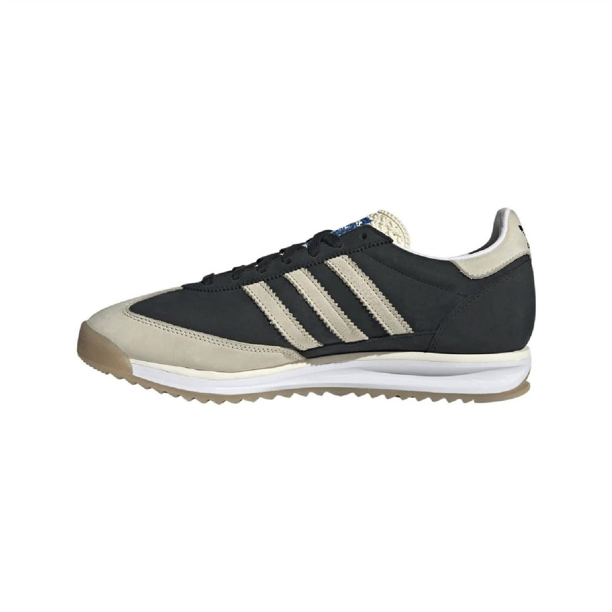 adidas Originals SL 72 RS lace-up sneaker, core black upper with cream 3-Stripes