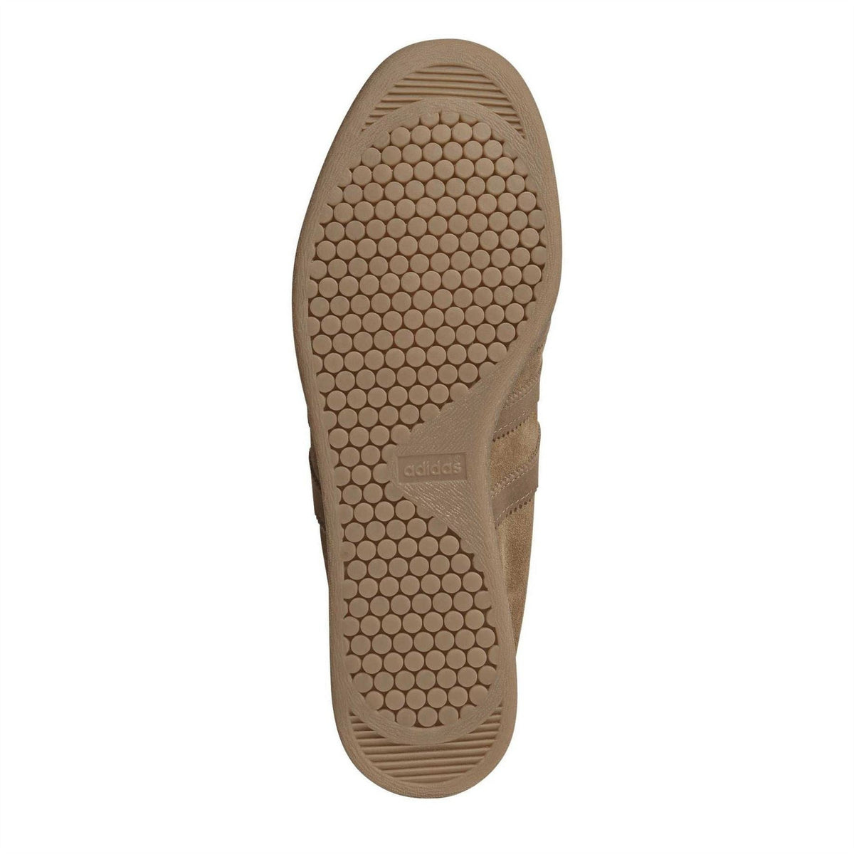 Brown adidas Originals trainers outsole with circular grip tread pattern