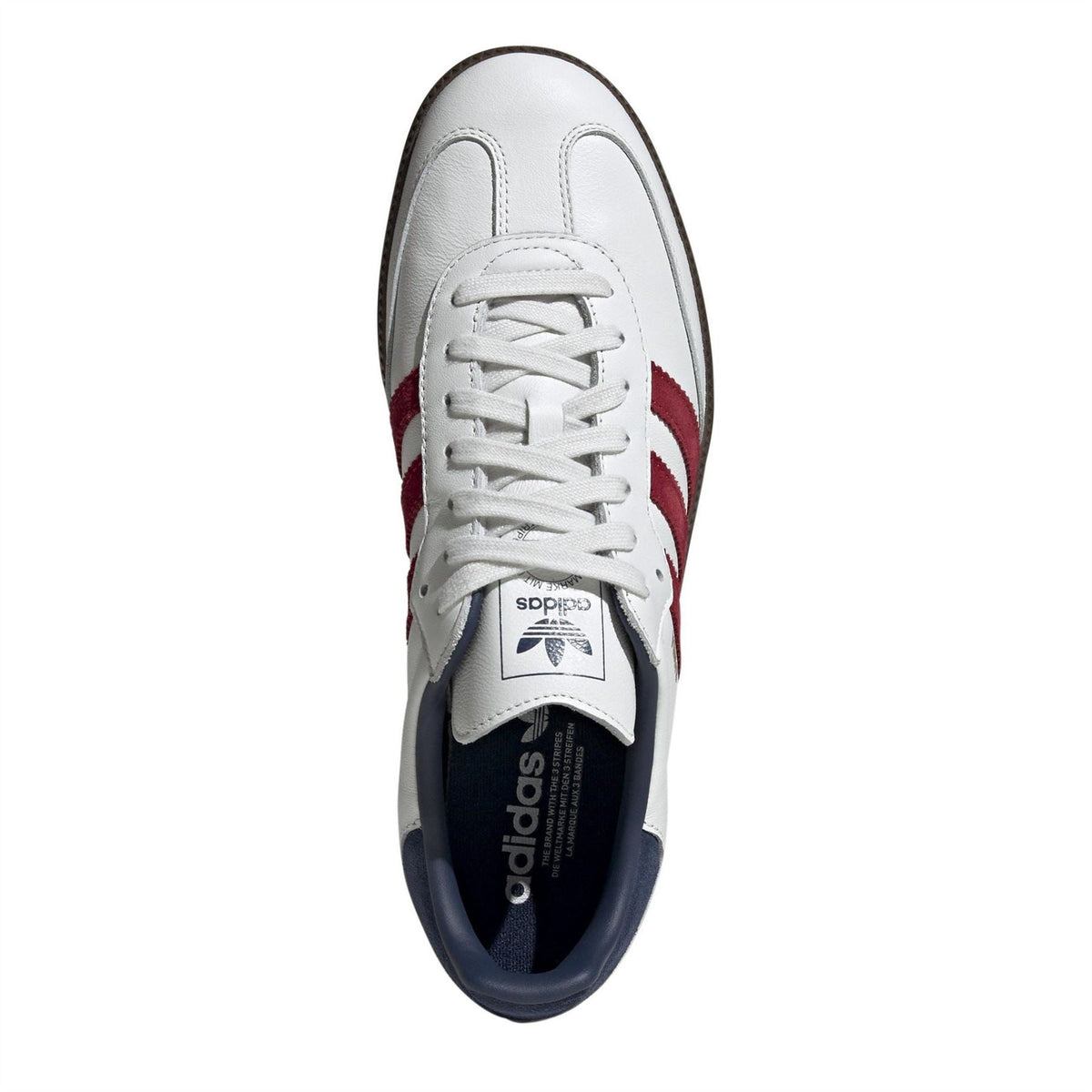 adidas Samba OG sneaker lace-up, white upper with navy interior
