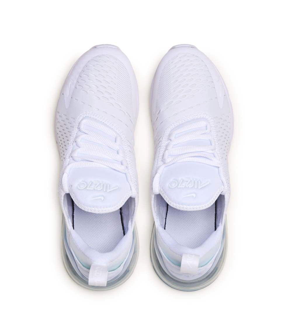 Air Max 270 big kid sneakers, white lace-up with textured upper and padded tongue