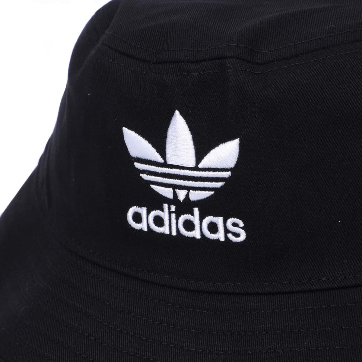 Black bucket hat with embroidered adidas Trefoil logo