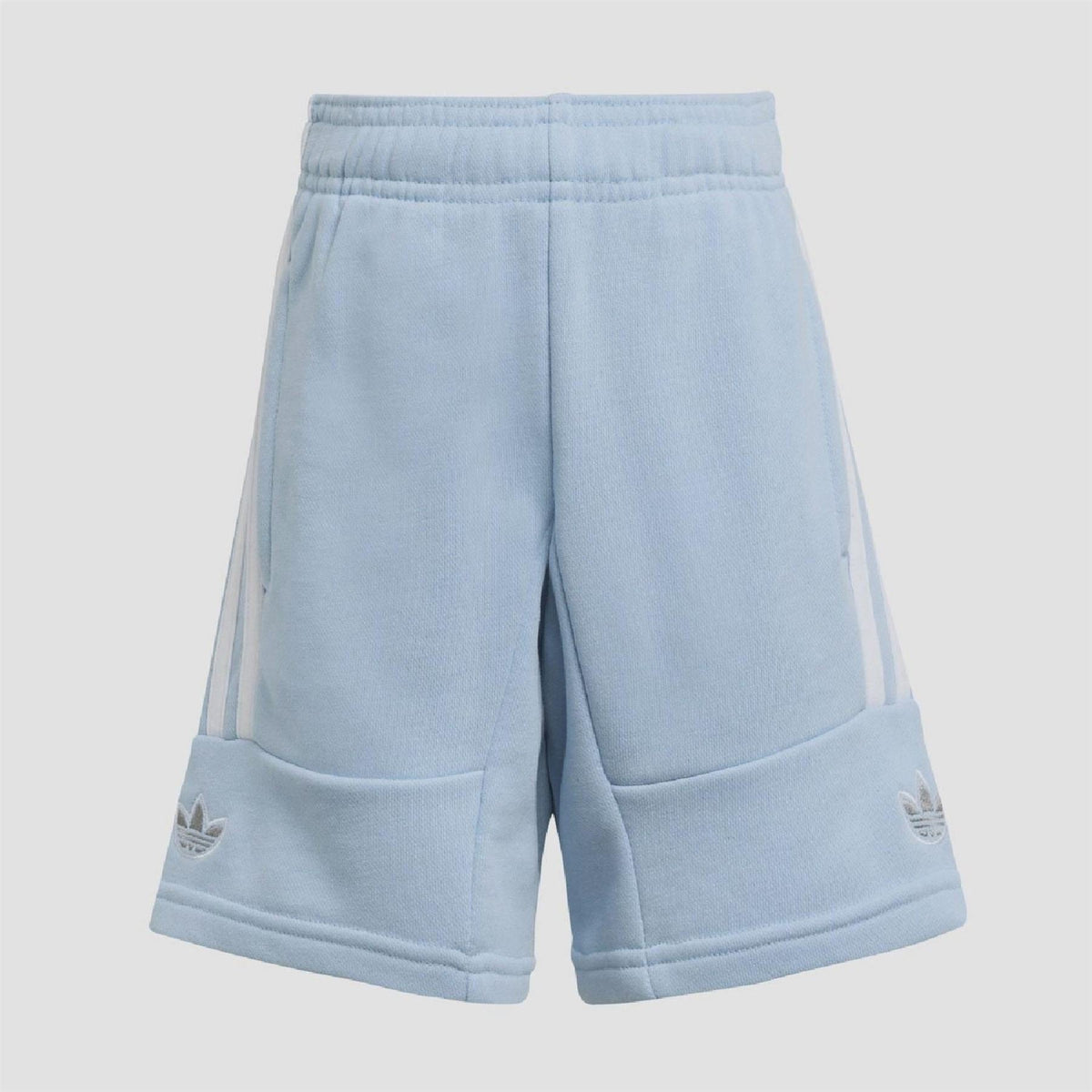 Sky blue kids shorts with elastic waistband and adidas side logo