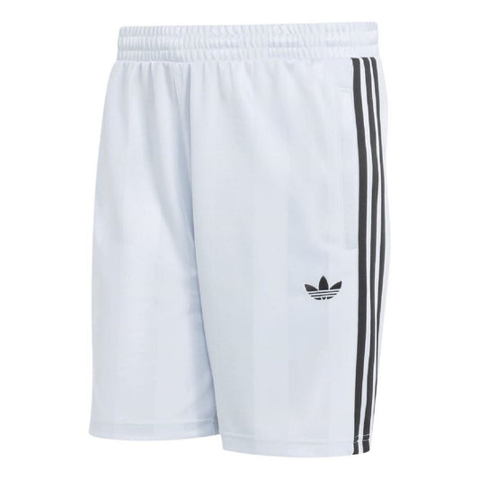 adidas Originals 3-Stripes loose engineered shorts in light blue with black triple stripe panel