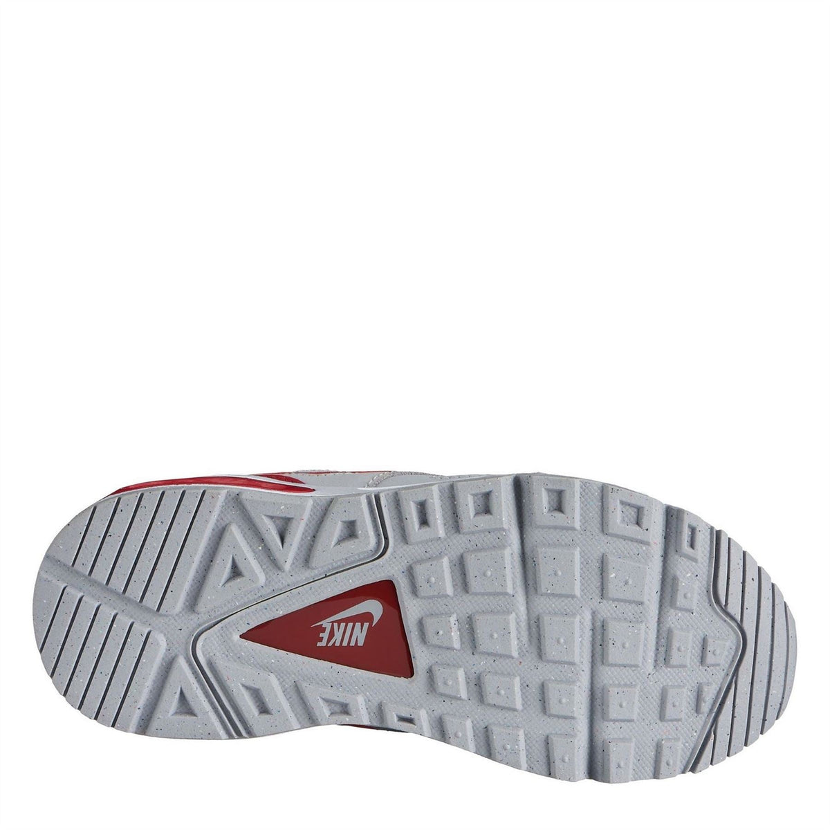Nike Air Max Ivo kids' outsole in light gray with red Nike logo, treaded