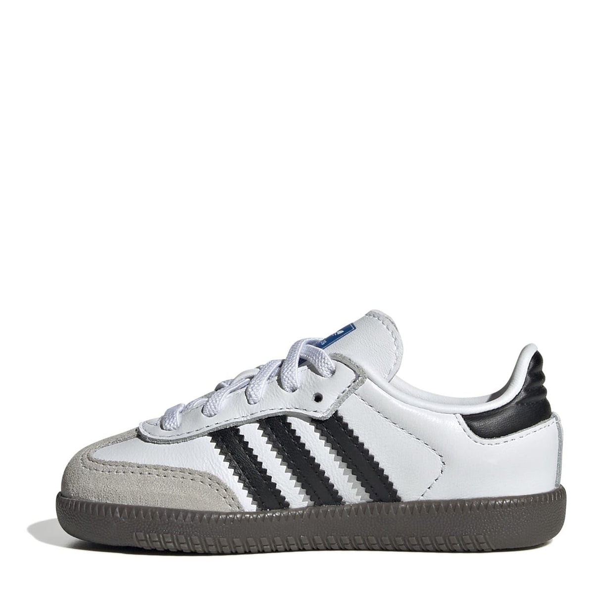 adidas Originals Samba OG low-top sneakers, side view with black and white triple stripes