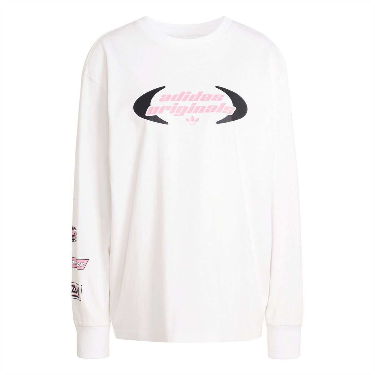 White adidas Originals long-sleeve T-shirt with front logo graphic