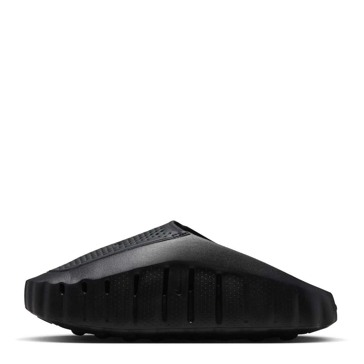 Nike Mind 001 sandals black with perforated footbed and ridged outsole texture